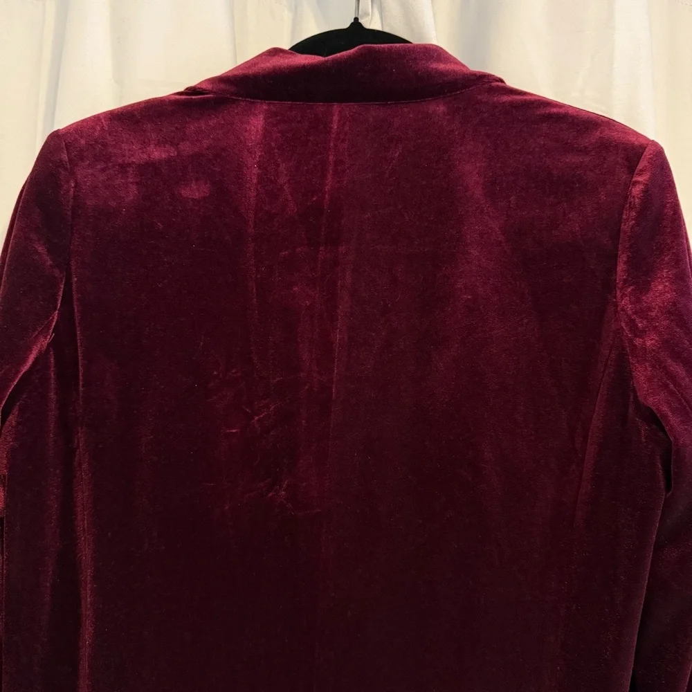 AQUA Cranberry Velvet Blazer Women’s Small Holiday Party Jacket Festive Rich Red - Picture 7 of 10